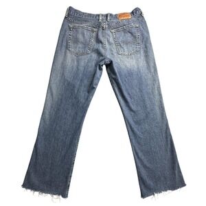 Lucky Brand Jeans Womens 14 Blue Easy Rider Made in USA Distressed Raw Hem